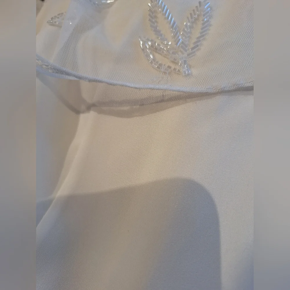 K Lily Ivory White Beaded Maxi Evening Dress Size 8 - Picture 10 of 12